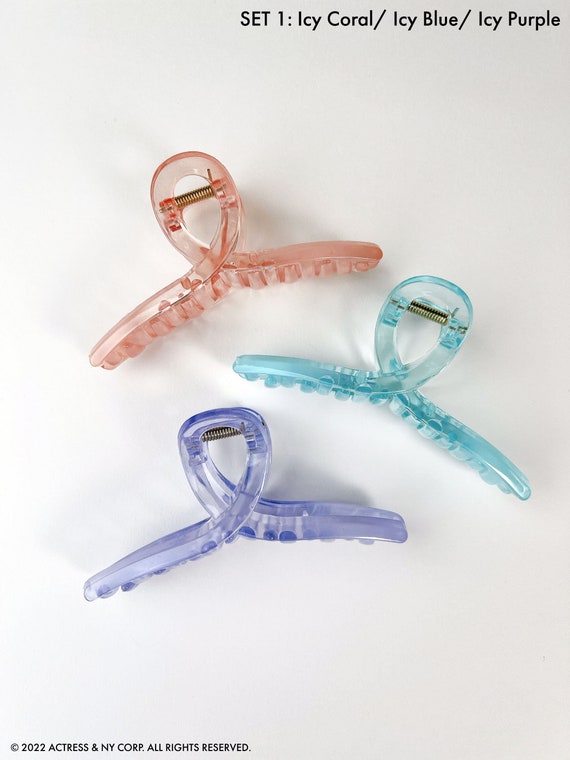 3pcs SET Icy Color Twisted Acrylic Hair Claw Clip Minimalist - Etsy