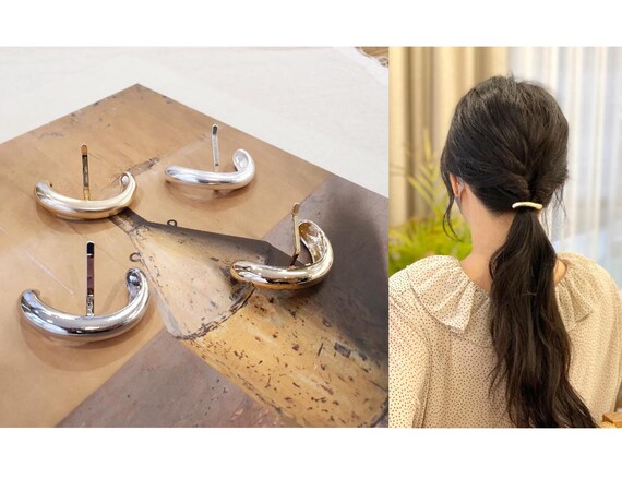 Modern Ponytail Cuff Matt Gold Hair Cuff Metal Hair Curler Boho
