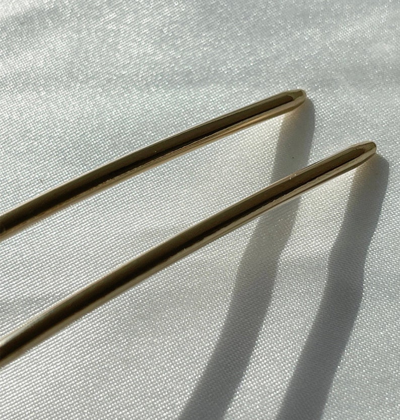 Extra Long Minimalist Hair Folk, Strong Hold Bun Holder, Gold Silver Hair Pick, Wire Hair Pin, Updo Bun, Simple Hair Prong, Metal Hair Stick image 7