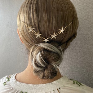Crystal Star Headband , Starburst Crystal Back Headpiece, Celestial Star Hair Jewelry, Star Wedding Hair Accessory, Star Bridal Headband image 5
