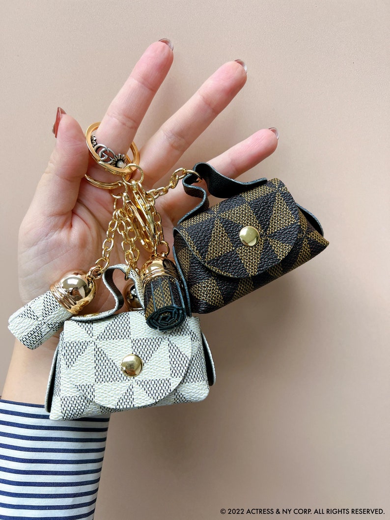 Luxury Leather Coin Purse Key Chain Air Pod Case Bag Charm Etsy