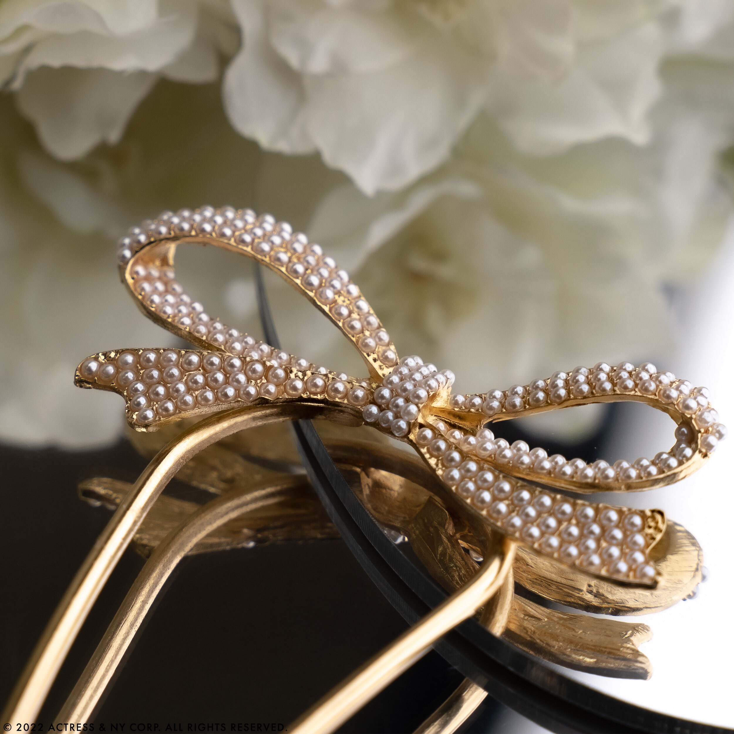 Bow Pearl Minimalist Hair Pin Ribbon Bun Holder Hair Fork Etsy