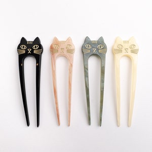 Cat Hair Bun Holder, Hair Fork, Minimalist Modern Hair Pick, Statement Updo Bun Maker, Hair Pins for Thin and Thick Hair