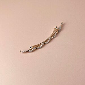 Minimalist Metal Hair Barrette, Crescent Metal Bar Clip, Dainty Gold Daily Hair Pin, Hair Clip for Thin Hair, Sisters and Girlfriends Gift image 9