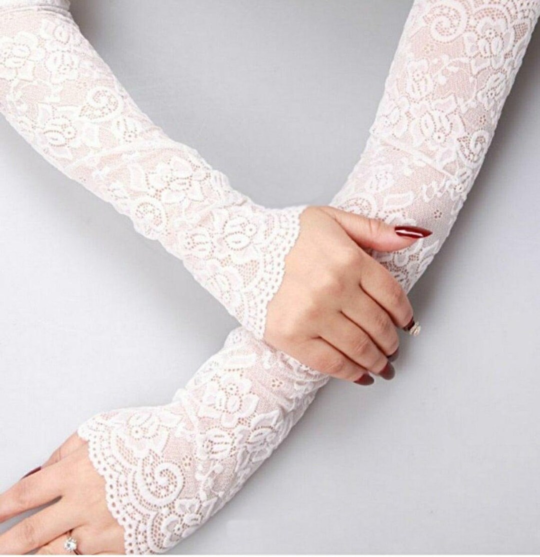 Lace Fingerless Gloves Soft Lace XX Long Gloves Lace Cuffs Etsy