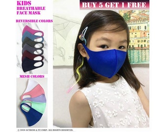 BUY 5 GET 1 FREE, Easy Breathe Kids Face Mask, 4 Seasons Face Mask, Comfortable Kids Mask, Back to School Mask, Washable Reusable Mask, Gift