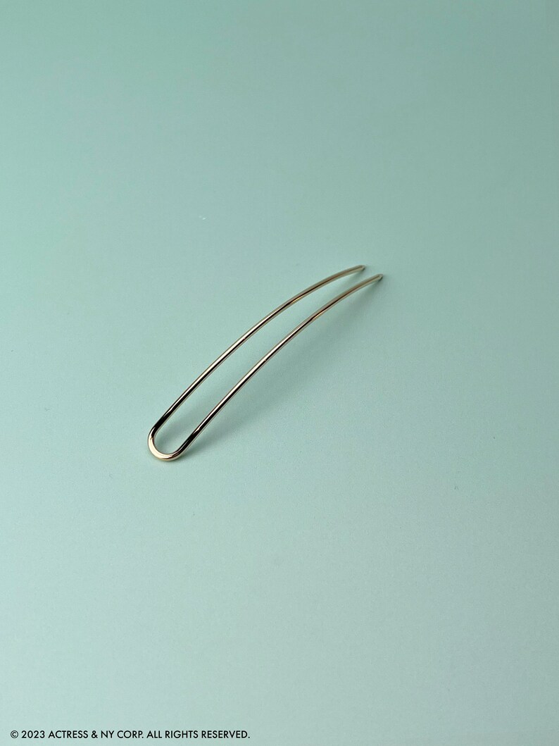 Extra Long Minimalist Hair Folk, Strong Hold Bun Holder, Gold Silver Hair Pick, Wire Hair Pin, Updo Bun, Simple Hair Prong, Metal Hair Stick image 5