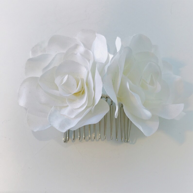 Bridal Headpiece Bridal Hair Jewelry Floral Hair Comb Bridal Hair Comb Wedding Hair Comb Women Floral Hair Piece Rose Hair Comb White