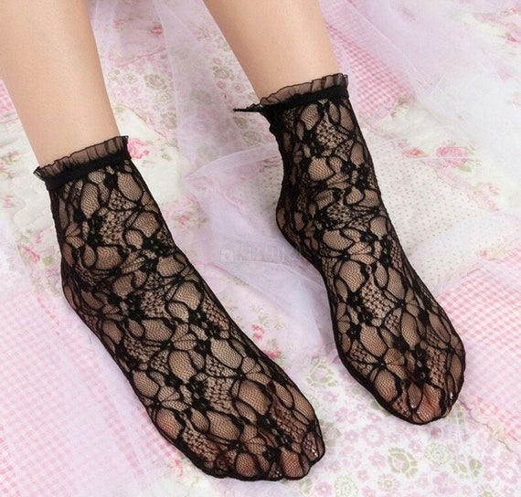 4 Pairs black sheer socks Socks Women Mesh Socks for Women Nylon Socks for