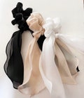 Silky Satin Scarf Scrunchie, Bow Scrunchie, Organza Hair Ties, White Pink Champagne Gold Black Scrunchies, Ribbon Scrunchies, Party Favor