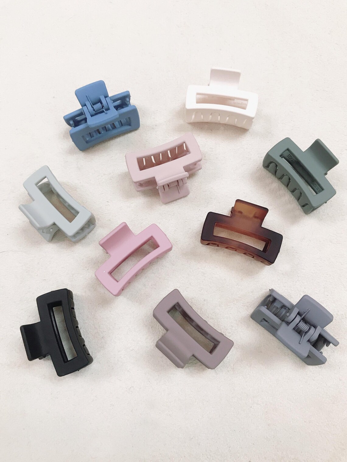 2pcs SET Small Hair Claw Clip Matte Rectangle Acrylic Hair Etsy