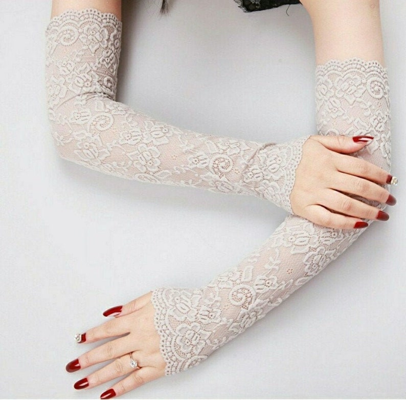 Soft Breathable Lace Long Gloves Lace Arm Sleeves Sheer Arm Etsy