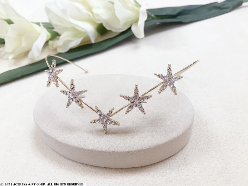 Crystal Star Headband , Starburst Crystal Back Headpiece, Celestial Star Hair Jewelry, Star Wedding Hair Accessory, Star Bridal Headband Gold HEADPIECE