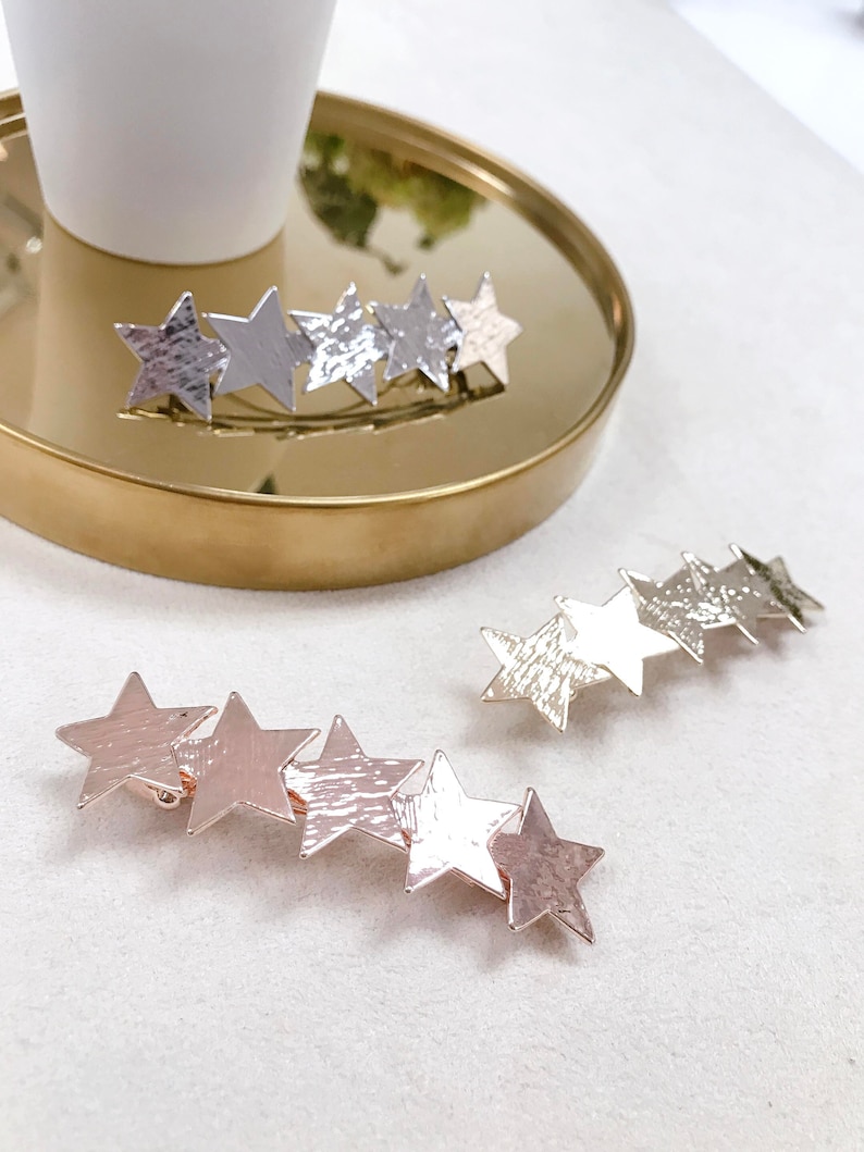 Celestial Star Hair Clip Star Hair Barrette Gold Silver RoseGold Hematite Hair Barrette Gift Starburst Hair Accessory Metal Hair Pin