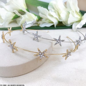 Crystal Star Headband , Starburst Crystal Back Headpiece, Celestial Star Hair Jewelry, Star Wedding Hair Accessory, Star Bridal Headband image 8