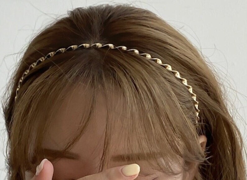 Minimalist Twisted Wave Headband Simple Metal Headband Etsy