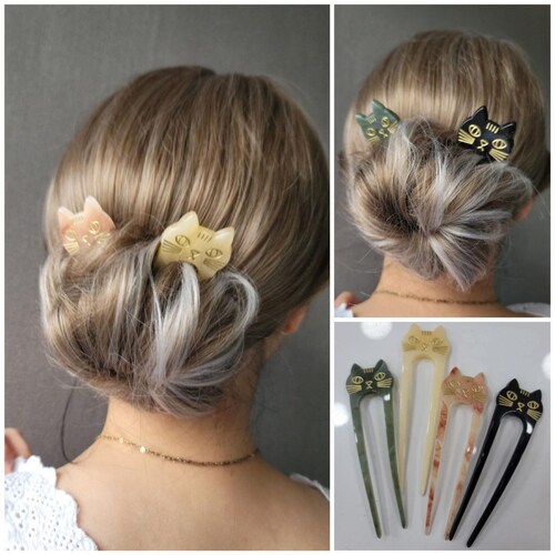 Cat Hair Bun Holder Hair Fork Minimalist Modern Hair Pick Etsy