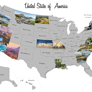 USA State Scratch Off Travel Map -Large 32" by 24" Frameable Poster - Customized Photographed for Each US State