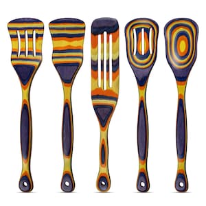 5 Piece Wood Cooking Utensil Set: Non-Scratch Kitchen Tools
