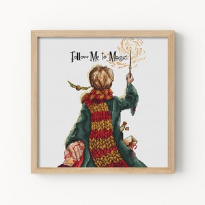 Wizard Cross Stitch Pattern, Follow Me to Magic, Fantasy Embroidery PDF, Enchanting DIY Home Decor, Magical Gift Idea, Instant Download