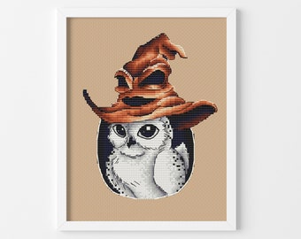 Harry's white owl Fandom cross stitch pattern Kids room cross stitch decor Hand embroidery design Cross stitch gift for kids Digital pdf