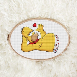 Be my valentine homer Cross stitch pattern Hand embroidery design Easy cross stitch Valentine Day cross stitch gift Digital pdf