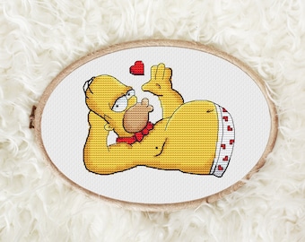 Be my valentine homer Cross stitch pattern Hand embroidery design Easy cross stitch Valentine Day cross stitch gift Digital pdf