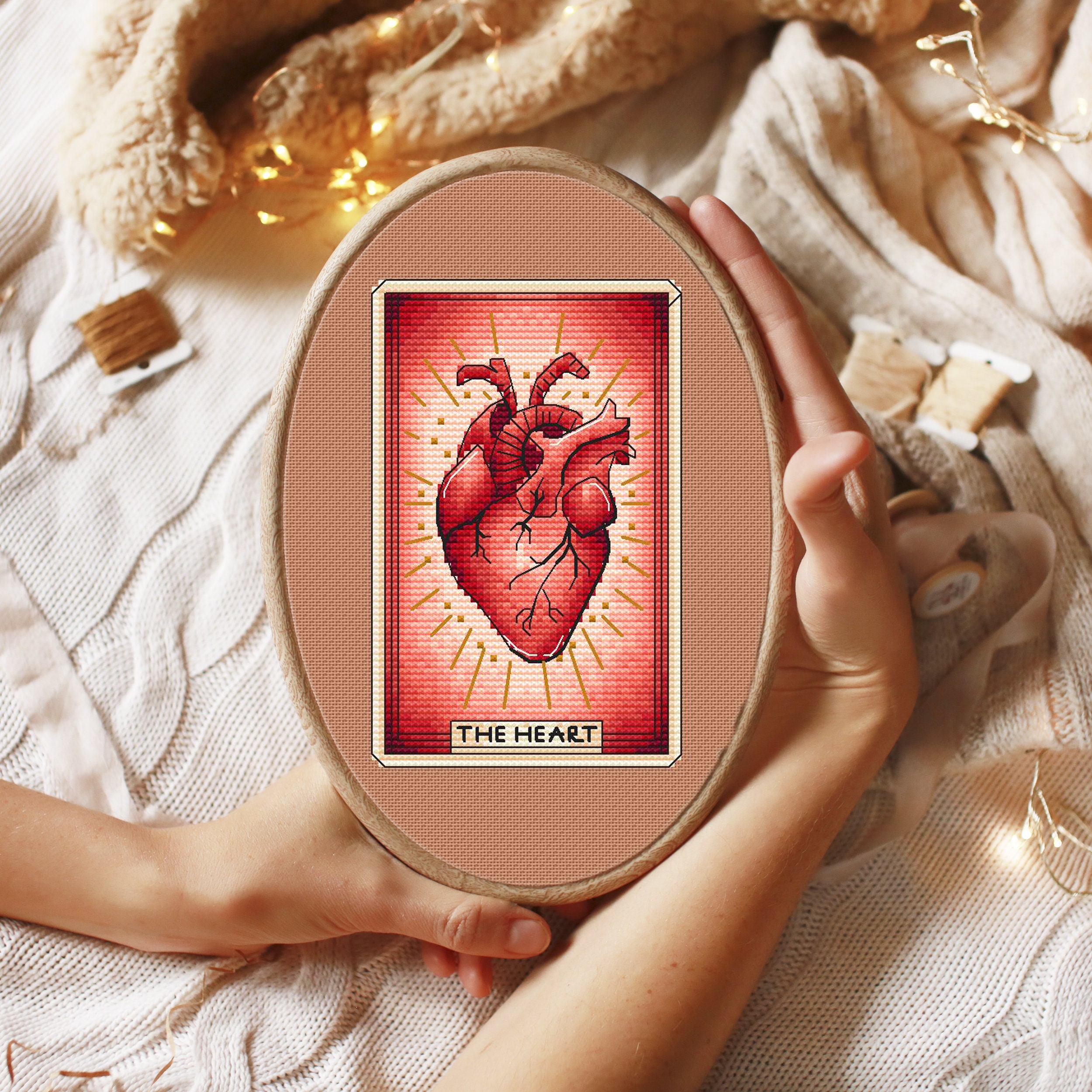 Red Heart - Cross Stitch Pattern - Tarot Card Cross Stitch , Heart