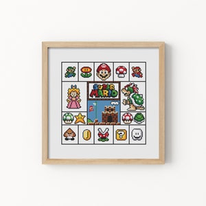 Super Mario Sampler Kreuzstichmuster, Fandom Kreuzstich, Mario Brothers Kreuzstich, Cartoon Kreuzstich, Spiel Kreuzstich, PDF