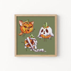 Funky pumpkins set Halloween cross stitch pattern Hand embroidery design Beginner needlepoint scheme Digital pdf file