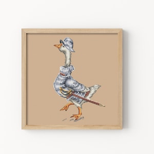 Goose Knight Cross Stitch Pattern, Animal Cross Stitch Design, Funky Goose Cross Stitch, Hand-drawn Cross Stitch, Funny Cross Stitch, PDF