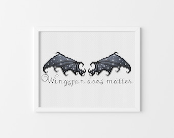 Dragon black wings cross stitch pattern Book quote cross stitch Wingspan does matter cross stitch Acotar cross stitch Spice book Booktok