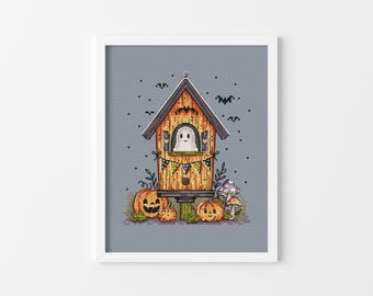 Ghost House - Cross Stitch Pattern, Halloween Xstitch Decor, Halloween Stitching, Miyastitch