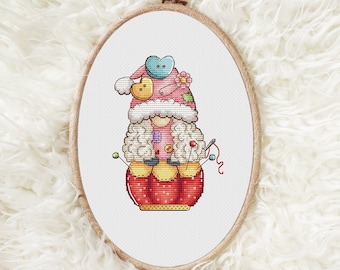 Cross stitcher cross stitch pattern Gnome cross stitch chart Gnome embroiderer cross stitch Cute cross stitch Nerdy cross stitch Digital PDF