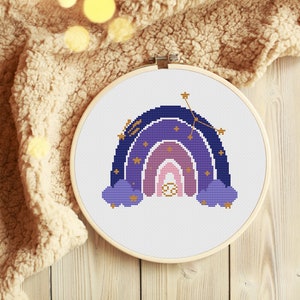 Cancer zodiac sign Boho rainbow cross stitch pattern Horoscope cross stitch Hand embroidery design Beginner needlepoint scheme Digital pdf