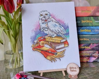 Wizardy Owl Cross Stitch Pattern, Wizard Books, School Of Magic, Nursery Wall Decor