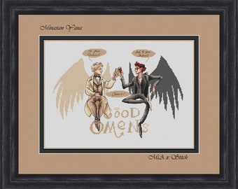 Angel and devil cross stitch pattern TV show cross stitch chart Movie cross stitch Fairy cross stitch Fandom cross stitch pdf chart PDF File