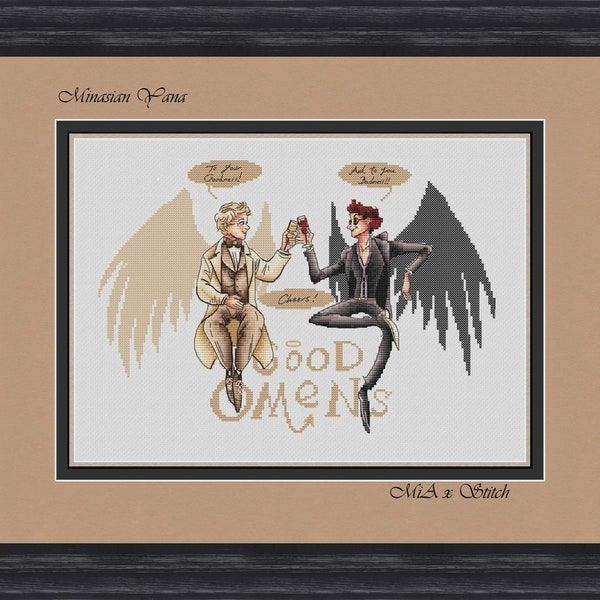 Angel and devil cross stitch pattern TV show cross stitch chart Movie cross stitch Fairy cross stitch Fandom cross stitch pdf chart PDF File