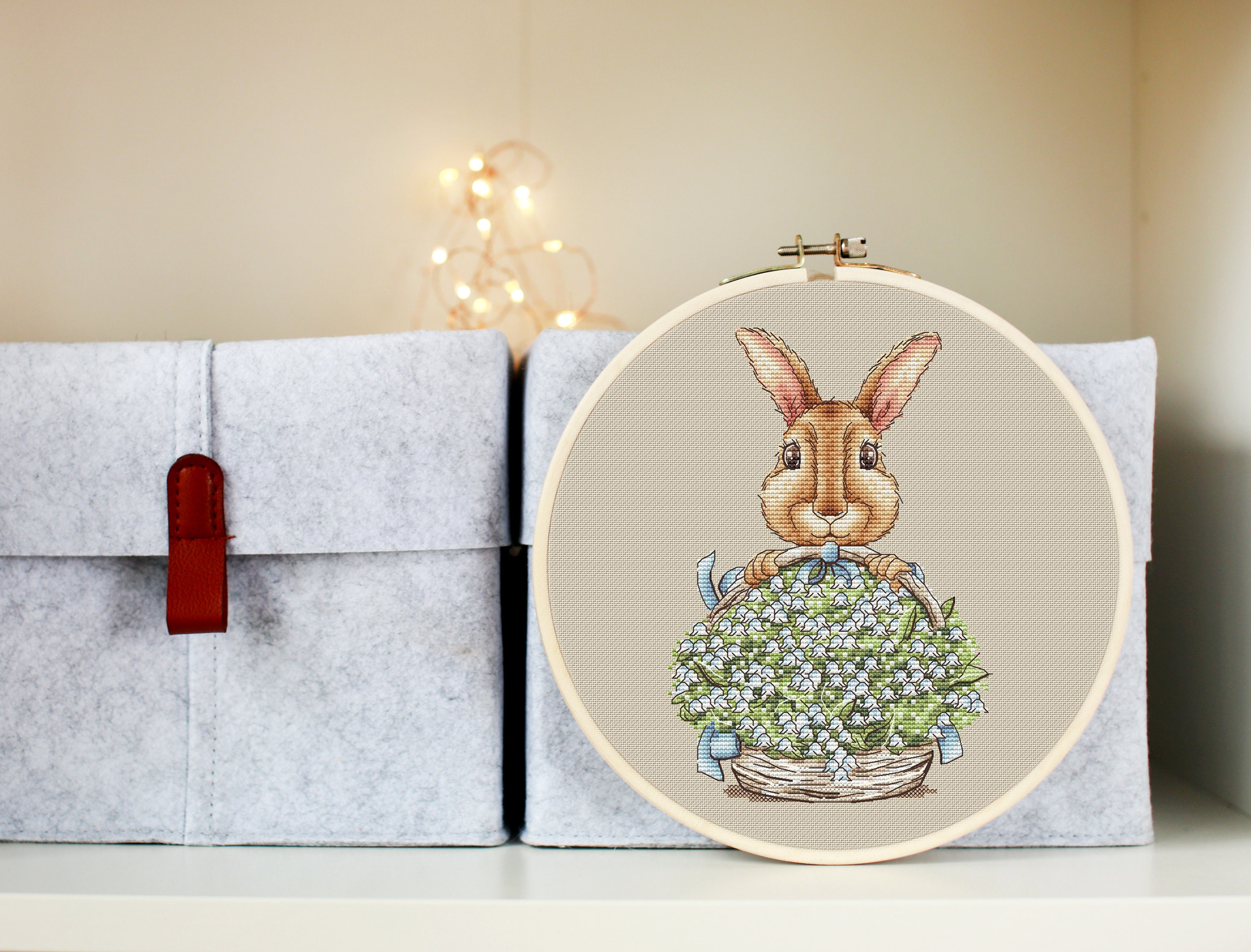 Bunny Flower Cross Stitch Pattern Animal Cross Stitch Chart White ...