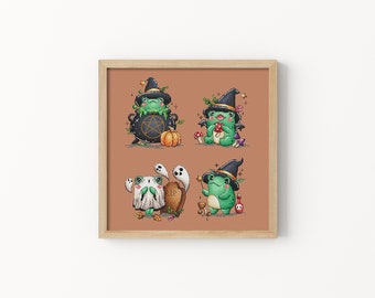 Frog witch bundle cross stitch pattern Halloween cross stitch design Bundle cross stitch Modern cross stitch Counted cross stitch PDF File