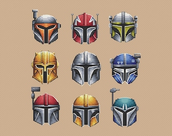 Warriors Helms Cross Stitch Pattern, Bundle Cross Stitch, Movie Cross Stitch, Hand Drawing Cross Stitch Design, Fandom Cross Stitch, PDF