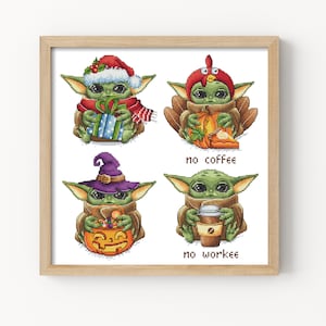 Baby Aliens - Cross Stitch Pattern, Bundle Cross Stitch, Thanksgiving Alien, Halloween Alien Cross Stitch, Christmas Alien Cross Stitch