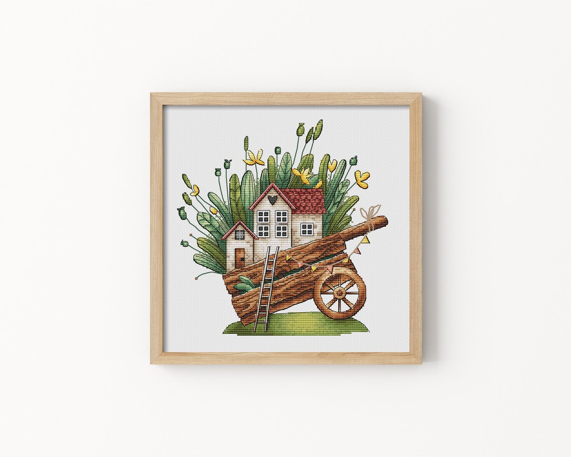 Country House Cross Stitch Pattern PDF Home Sweet Home Counted - Etsy
