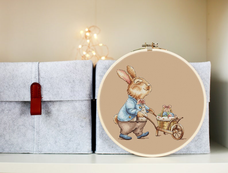 Easter Bunny Cross Stitch Pattern PDF – Spring Rabbit With Easter Eggs ...