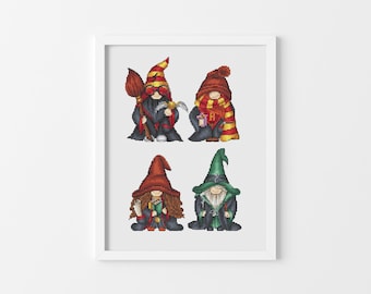 Gnomes Wizards Cross Stitch Pattern, Schooll of Magic Cross Stitch, Gnomes Cross Stitch, Magic Cross Stitch, Movie Cross Stitch, Digital PDF