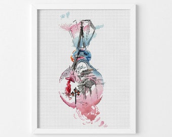 Eiffel Tower Cross Stitch Pattern Paris Cross Stitch Chart France Cross ...