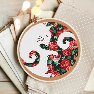 Yin yang cats Easy cross stitch pattern Beginner needlepoint scheme Mothers day gift Hand embroidery design Digital pdf file