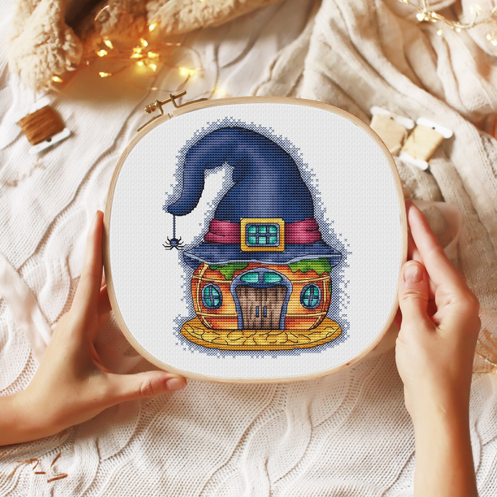 Haunted Witchy House Halloween Cross Stitch Pattern Witch Hat - Etsy