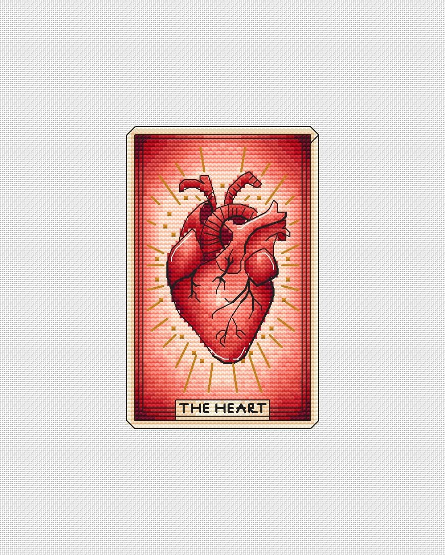 Red Heart - Cross Stitch Pattern - Tarot Card Cross Stitch , Heart