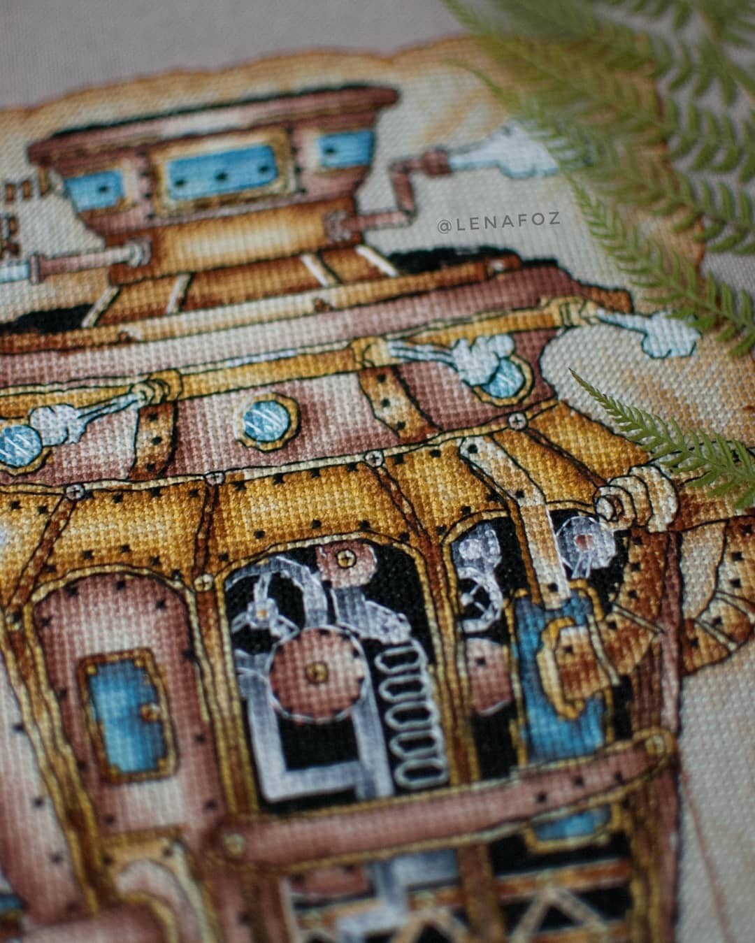 Vintage Detailed Samovar Steampunk Cross Stitch Pattern Hand
